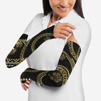 Hawaiian Kakau Art and Hisbiscus Tattoo Arm Sleeves Tribal Pattern-Gold Style - Polynesian Pride