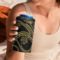 Hawaiian Kakau Art and Hisbiscus Tattoo 4 in 1 Can Cooler Tumbler Tribal Pattern-Gold Style LT03 - Polynesian Pride