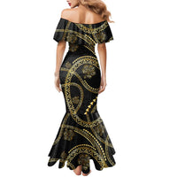 Hawaiian Kakau Art and Hisbiscus Tattoo Family Matching Mermaid Dress and Hawaiian Shirt Tribal Pattern-Gold Style LT03 - Polynesian Pride