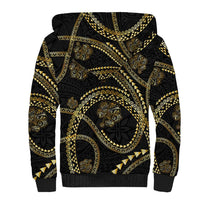 Hawaiian Kakau Art and Hisbiscus Tattoo Sherpa Hoodie Tribal Pattern-Gold Style - Polynesian Pride