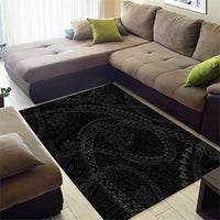 Hawaiian Kakau Art and Hisbiscus Tattoo Area Rug Tribal Pattern-Black Gradient Style - Polynesian Pride