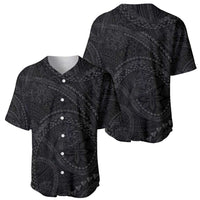 Hawaiian Kakau Art and Hisbiscus Tattoo Baseball Jersey Tribal Pattern-Black Gradient Style - Polynesian Pride