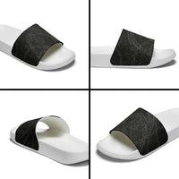 Hawaiian Kakau Art and Hisbiscus Tattoo Slide Sandals Tribal Pattern-Black Gradient Style - Polynesian Pride
