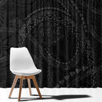 Hawaiian Kakau Art and Hisbiscus Tattoo Window Curtain Tribal Pattern-Black Gradient Style - Polynesian Pride