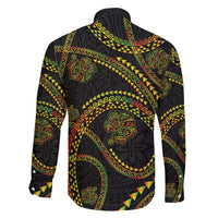 Hawaiian Kakau Art and Hisbiscus Tattoo Family Matching Off Shoulder Short Dress and Hawaiian Shirt Tribal Pattern-Reggae Style LT03 - Polynesian Pride