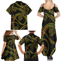 Hawaiian Kakau Art and Hisbiscus Tattoo Family Matching Summer Maxi Dress and Hawaiian Shirt Tribal Pattern-Reggae Style LT03 - Polynesian Pride