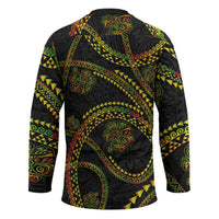 Hawaiian Kakau Art and Hisbiscus Tattoo Hockey Jersey Tribal Pattern-Reggae Style - Polynesian Pride