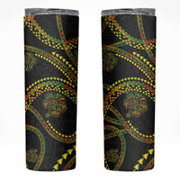 Hawaiian Kakau Art and Hisbiscus Tattoo Skinny Tumbler Tribal Pattern-Reggae Style LT03 Black - Polynesian Pride