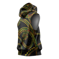 Hawaiian Kakau Art and Hisbiscus Tattoo Sleeveless Hoodie Tribal Pattern-Reggae Style LT03 - Polynesian Pride