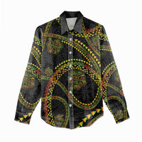 Hawaiian Kakau Art and Hisbiscus Tattoo Women Casual Shirt Tribal Pattern-Reggae Style - Polynesian Pride