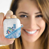 Hawaiian Abstract Sea Turtle AirPods Case Polynesian Tapa Art and Kakau Tattoo White WaterColor LT03 - Polynesian Pride