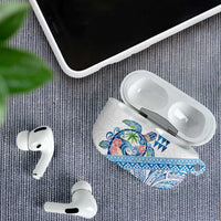 Hawaiian Abstract Sea Turtle AirPods Case Polynesian Tapa Art and Kakau Tattoo White WaterColor LT03 - Polynesian Pride