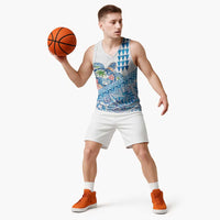 Hawaiian Abstract Sea Turtle Basketball Jersey Polynesian Tapa Art and Kakau Tattoo White WaterColor LT03 - Polynesian Pride