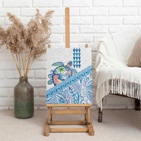 Hawaiian Abstract Sea Turtle Canvas Wall Art Polynesian Tapa Art and Kakau Tattoo White WaterColor LT03 - Polynesian Pride