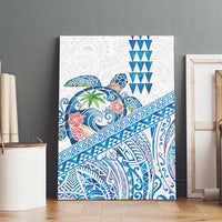 Hawaiian Abstract Sea Turtle Canvas Wall Art Polynesian Tapa Art and Kakau Tattoo White WaterColor LT03 - Polynesian Pride