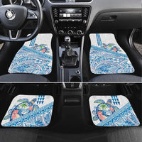 Hawaiian Abstract Sea Turtle Car Mats Polynesian Tapa Art and Kakau Tattoo White WaterColor LT03 Set 4pcs White - Polynesian Pride