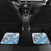 Hawaiian Abstract Sea Turtle Car Mats Polynesian Tapa Art and Kakau Tattoo White WaterColor LT03 Set 2pcs - Back White - Polynesian Pride