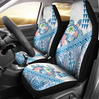 Hawaiian Abstract Sea Turtle Car Seat Cover Polynesian Tapa Art and Kakau Tattoo White WaterColor LT03 - Polynesian Pride