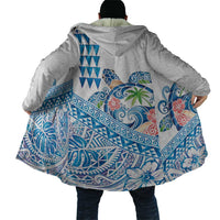 Hawaiian Abstract Sea Turtle Cloak Polynesian Tapa Art and Kakau Tattoo White WaterColor LT03 - Polynesian Pride