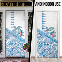 Hawaiian Abstract Sea Turtle Door Cover Polynesian Tapa Art and Kakau Tattoo White WaterColor LT03 - Polynesian Pride