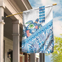 Hawaiian Abstract Sea Turtle Garden Flag Polynesian Tapa Art and Kakau Tattoo White WaterColor LT03 House Flag White - Polynesian Pride
