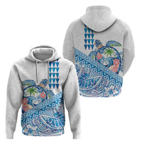 Hawaiian Abstract Sea Turtle Hoodie Polynesian Tapa Art and Kakau Tattoo White WaterColor LT03 - Polynesian Pride