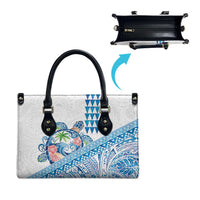 Hawaiian Abstract Sea Turtle Leather Bag Polynesian Tapa Art and Kakau Tattoo White WaterColor LT03 - Polynesian Pride