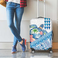 Hawaiian Abstract Sea Turtle Luggage Cover Polynesian Tapa Art and Kakau Tattoo White WaterColor LT03 - Polynesian Pride