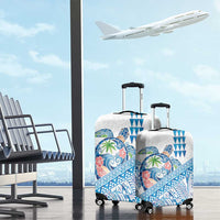 Hawaiian Abstract Sea Turtle Luggage Cover Polynesian Tapa Art and Kakau Tattoo White WaterColor LT03 - Polynesian Pride