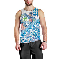 Hawaiian Abstract Sea Turtle Men Tank Top Polynesian Tapa Art and Kakau Tattoo White WaterColor LT03 - Polynesian Pride