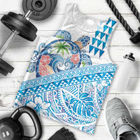 Hawaiian Abstract Sea Turtle Men Tank Top Polynesian Tapa Art and Kakau Tattoo White WaterColor LT03 - Polynesian Pride