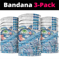Hawaiian Abstract Sea Turtle Neck Gaiter Polynesian Tapa Art and Kakau Tattoo White WaterColor LT03 package One Size: 25*50cm White - Polynesian Pride