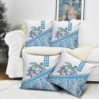 Hawaiian Abstract Sea Turtle Pillow Cover Polynesian Tapa Art and Kakau Tattoo White WaterColor LT03 - Polynesian Pride