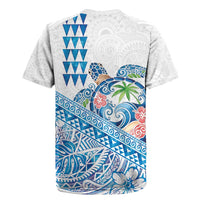 Hawaiian Abstract Sea Turtle Rugby Jersey Polynesian Tapa Art and Kakau Tattoo White WaterColor LT03 - Polynesian Pride