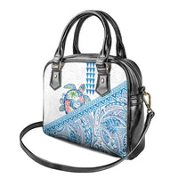 Hawaiian Abstract Sea Turtle Shoulder Handbag Polynesian Tapa Art and Kakau Tattoo White WaterColor LT03 - Polynesian Pride