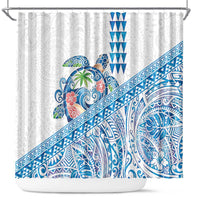 Hawaiian Abstract Sea Turtle Shower Curtain Polynesian Tapa Art and Kakau Tattoo White WaterColor LT03 White - Polynesian Pride