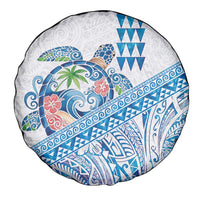 Hawaiian Abstract Sea Turtle Spare Tire Cover Polynesian Tapa Art and Kakau Tattoo White WaterColor LT03 - Polynesian Pride