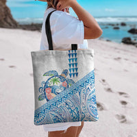 Hawaiian Abstract Sea Turtle Tote Bag Polynesian Tapa Art and Kakau Tattoo White WaterColor LT03 - Polynesian Pride
