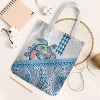Hawaiian Abstract Sea Turtle Tote Bag Polynesian Tapa Art and Kakau Tattoo White WaterColor LT03 White Strap One Size White - Polynesian Pride