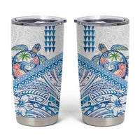 Hawaiian Abstract Sea Turtle Tumbler Cup Polynesian Tapa Art and Kakau Tattoo White WaterColor LT03 White - Polynesian Pride