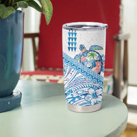 Hawaiian Abstract Sea Turtle Tumbler Cup Polynesian Tapa Art and Kakau Tattoo White WaterColor LT03 - Polynesian Pride