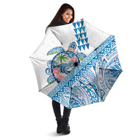 Hawaiian Abstract Sea Turtle Umbrella Polynesian Tapa Art and Kakau Tattoo White WaterColor LT03 - Polynesian Pride