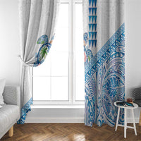 Hawaiian Abstract Sea Turtle Window Curtain Polynesian Tapa Art and Kakau Tattoo White WaterColor LT03 - Polynesian Pride
