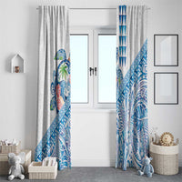 Hawaiian Abstract Sea Turtle Window Curtain Polynesian Tapa Art and Kakau Tattoo White WaterColor LT03 - Polynesian Pride