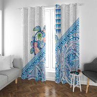 Hawaiian Abstract Sea Turtle Window Curtain Polynesian Tapa Art and Kakau Tattoo White WaterColor LT03 With Grommets White - Polynesian Pride