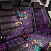 Hawaiian Abstract Sea Turtle Back Car Seat Cover Polynesian Tapa Art and Kakau Tattoo Purple WaterColor LT03 - Polynesian Pride