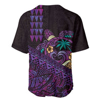 Hawaiian Abstract Sea Turtle Baseball Jersey Polynesian Tapa Art and Kakau Tattoo Purple WaterColor LT03 - Polynesian Pride