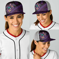 Hawaiian Abstract Sea Turtle Baseball Net Cap Polynesian Tapa Art and Kakau Tattoo Purple WaterColor LT03 - Polynesian Pride