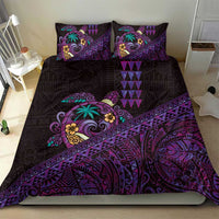 Hawaiian Abstract Sea Turtle Bedding Set Polynesian Tapa Art and Kakau Tattoo Purple WaterColor LT03 - Polynesian Pride