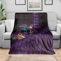 Hawaiian Abstract Sea Turtle Blanket Polynesian Tapa Art and Kakau Tattoo Purple WaterColor LT03 - Polynesian Pride